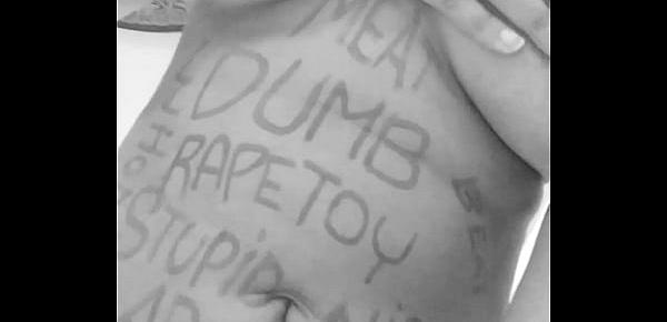 Chubby Black Bitch Humiliates with Body Writing